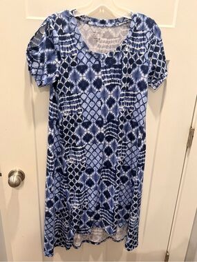 Comfort Code Blue Tie Dye Swing Dress XS Soft Stretch